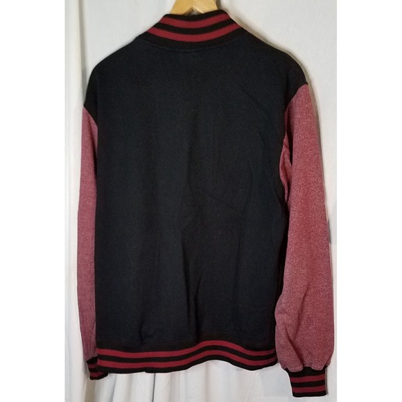 Marvel Deadpool Men's Merc Mouth Jacket Red Black Snap Button Up Size Large - Picture 3 of 3